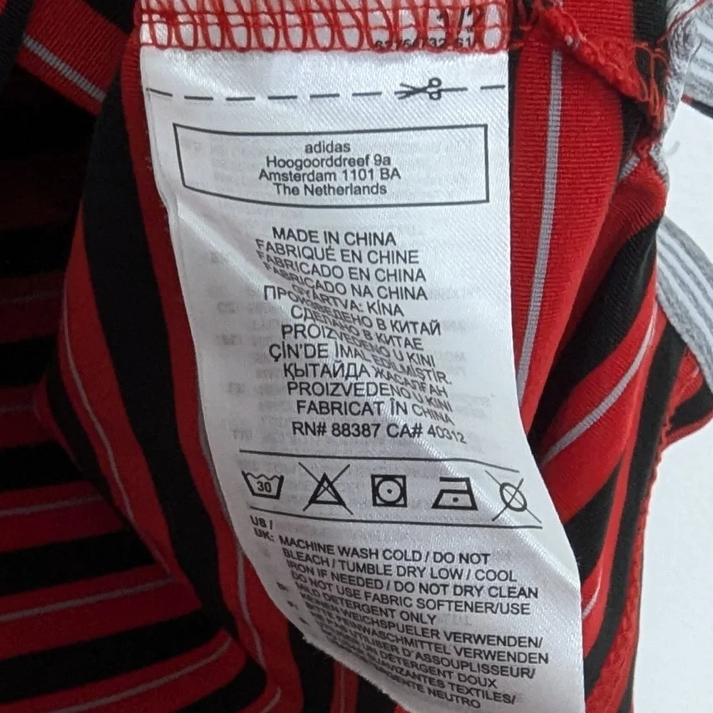 Adidas Golf Polo Men Large Red Black Striped Short Sleeve